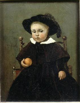 The Painter Adolphe Desbrochers (1841-1902) as a Child, Holding an Orange 1845