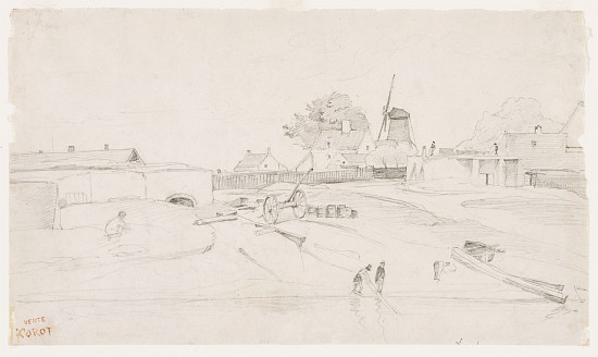 Windmill at Dunkirk von Jean-Baptiste Camille Corot