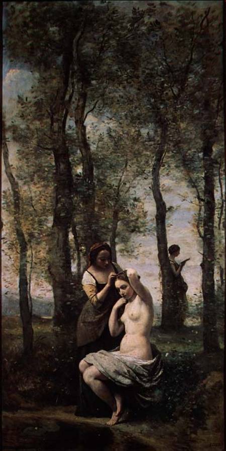 Young woman at her toilet von Jean-Baptiste Camille Corot