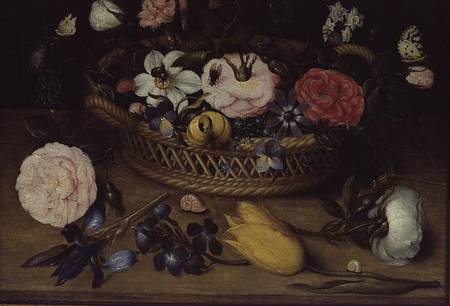 Basket with flowers von Jean-Baptist Bosschaert