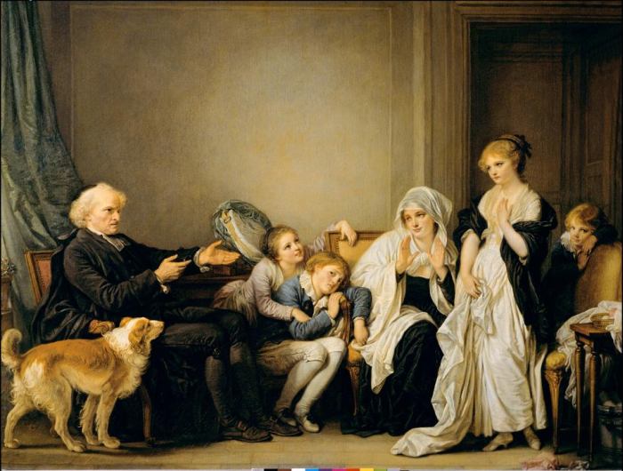 La veuve et son curé von Jean Baptiste Greuze