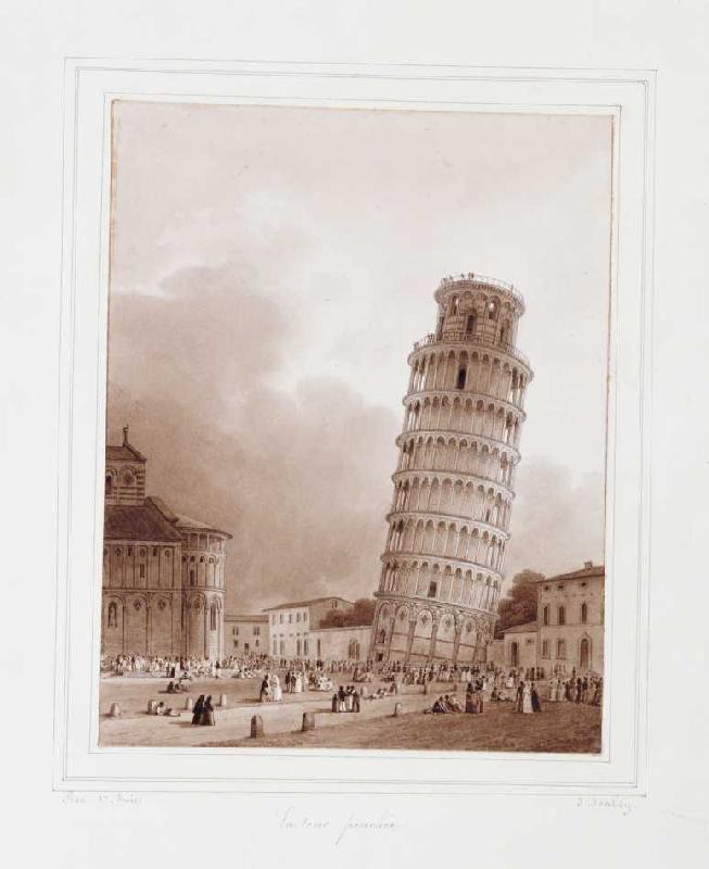 Der schiefe Turm von Pisa von Jean-Baptiste Isabey