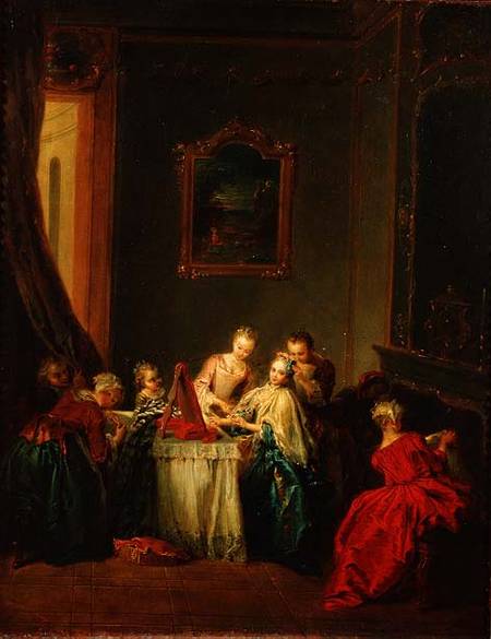 The Toilet: Young woman at her Dressing Table von Jean-Baptiste Joseph Pater