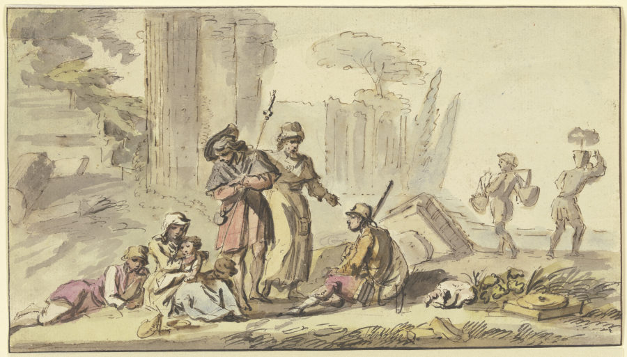 Ruhende Pilger bei Ruinen von Jean-Baptiste Lallemand