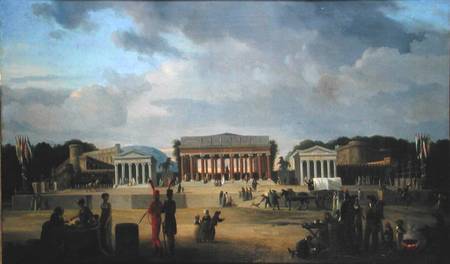 View of the Grand Theatre Constructed in the Place de la Concorde for the Fete de la Paix von Jean-Baptiste-Louis Cazin