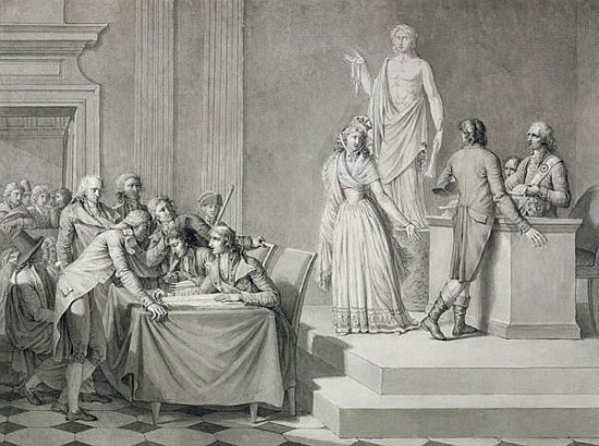 Republican Divorce (pen & ink and grisaille on paper) von Jean Baptiste Mallet