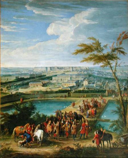 The Town and Chateau of Versailles from the Butte de Montboron, where Louis XIV (1638-1715) with Lou von Jean-Baptiste Martin