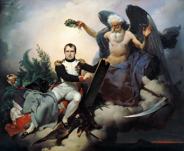 "Napoleon I., gekrönt von der Allegorie der Zeit, schreibt den Code Civil von Jean Baptiste Mauzaisse