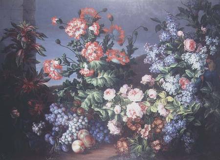 Flowerpiece with Monkey and Parrot von Jean Baptiste Monnoyer