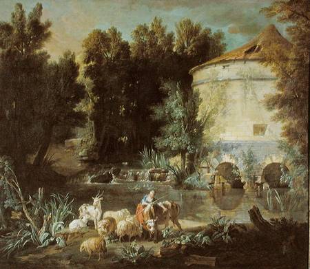 Landscape with a Round Tower von Jean Baptiste Oudry