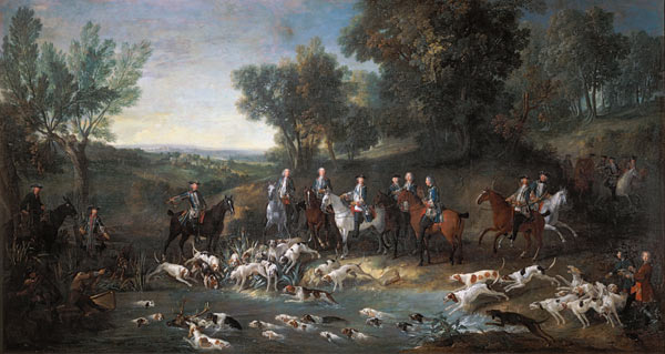 Louis XV (1710-1774) Stag Hunting in the Forest at Saint-Germain von Jean Baptiste Oudry