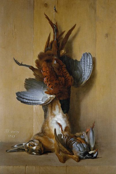 Still Life with a Hare, a Pheasant and a Red Partridge von Jean Baptiste Oudry