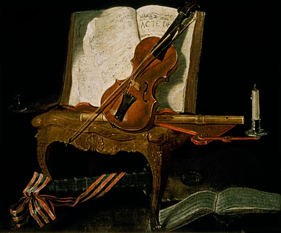Still Life with a Violin von Jean Baptiste Oudry