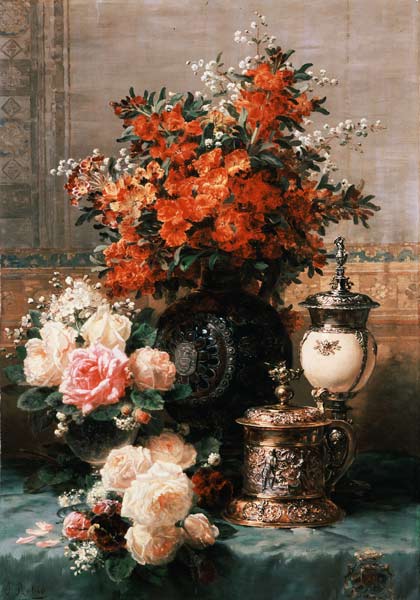 Stillleben mit Rosen und anderen Blumen von Jean Baptiste Robie