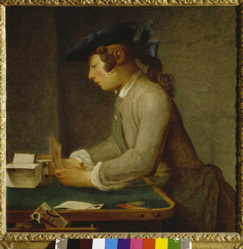 Das Kartenhaus. von Jean-Baptiste Siméon Chardin