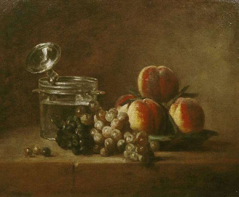 Obststilleben mit Deckelkrug von Jean-Baptiste Siméon Chardin