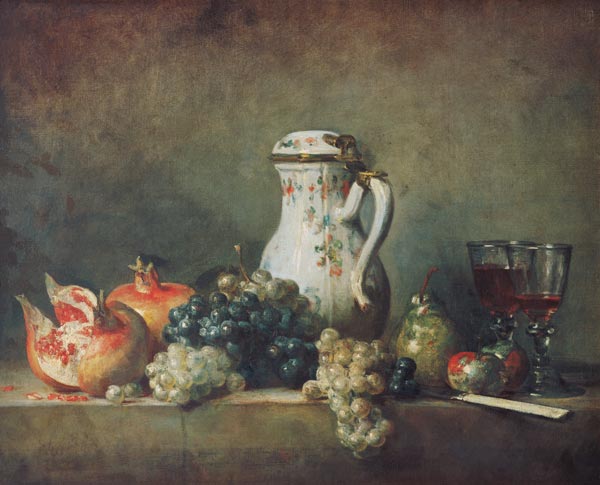Still Life with Grapes and Pomegranates von Jean-Baptiste Siméon Chardin