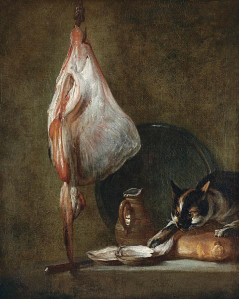 Stillleben mit Katze und Rochen von Jean-Baptiste Siméon Chardin