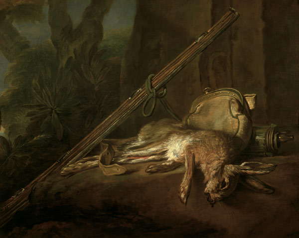 Toter Hase mit Gewehr von Jean-Baptiste Siméon Chardin