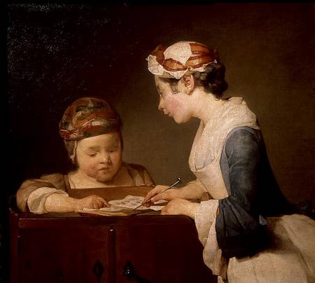 The Young Schoolmistress von Jean-Baptiste Siméon Chardin