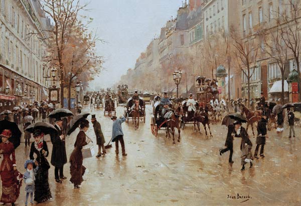 Boulevard Poissonniere in the Rain, c.1885 von Jean Beraud