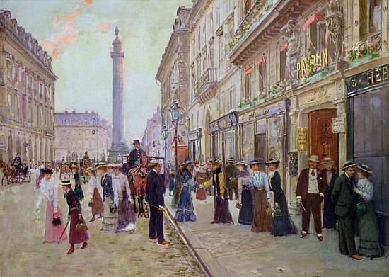 Workers leaving the Maison Paquin, in the rue de la Paix, c.1900 von Jean Beraud