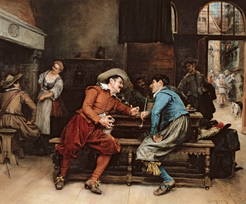 Two Men Talking in a Tavern von Jean Charles Meissonier