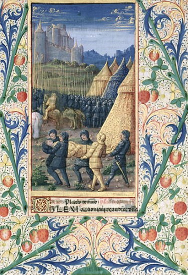 Ms Lat. Q.v.I.126 f.64 The death of Absalom, from the ''Book of Hours of Louis d''Orleans'' von Jean Colombe