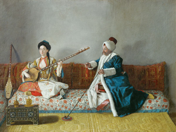 Monsieur Levett and Mademoiselle Helene Glavany in Turkish Costumes von Jean-Étienne Liotard