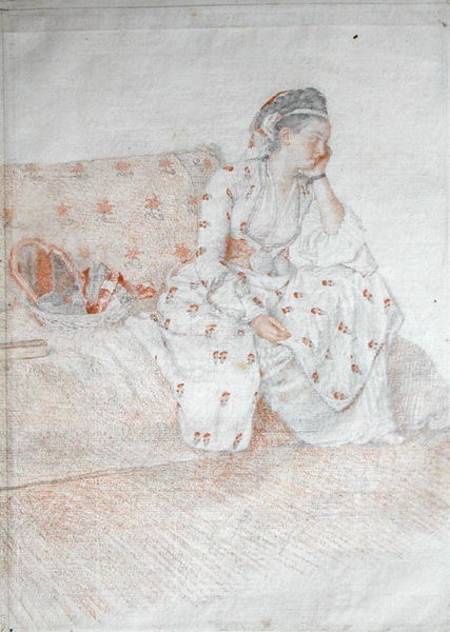 The Countess of Coventry in Turkish Costume (red chalk & pencil on paper) von Jean-Étienne Liotard