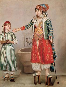 Türkische Frau mit ihrem Sklaven