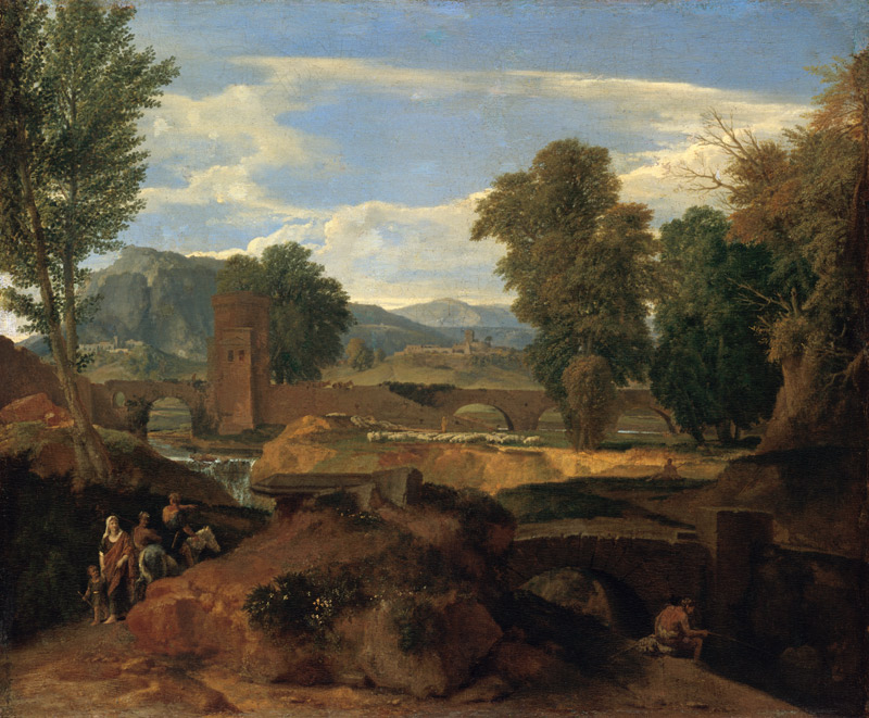 Römische Landschaft mit Bogenbrücke von Jean-François Millet