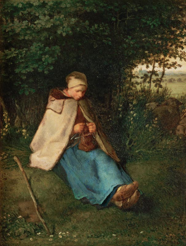 The Knitter or, The Seated Shepherdess von Jean-François Millet