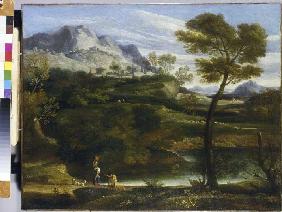 Berglandschaft mit Wasserträgerin Um 1660/70