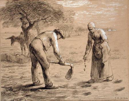 Peasants planting potatoes von Jean-François Millet