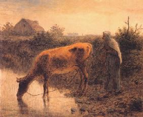 Bäuerin mit einer Kuh 1863