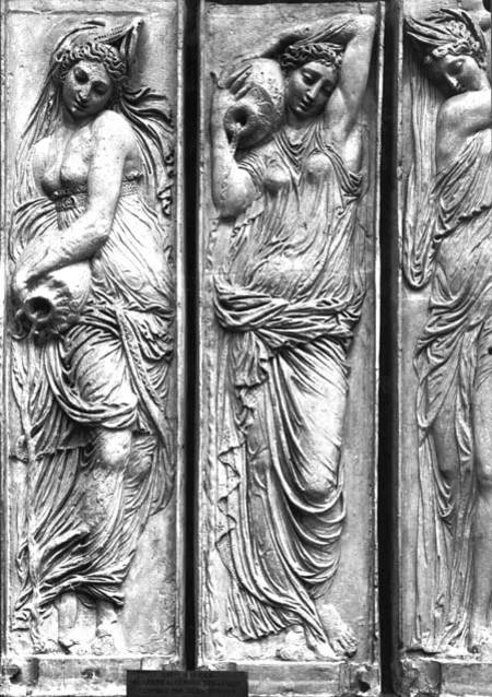 Detail of reliefs from the Fountain of the Innocents depicting nymphs personifying the rivers of Fra von Jean Goujon