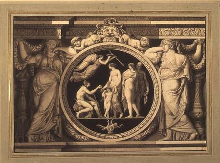 Design for a relief of The Judgement of Paris (pen, brush and von Jean Guillaume Moitte