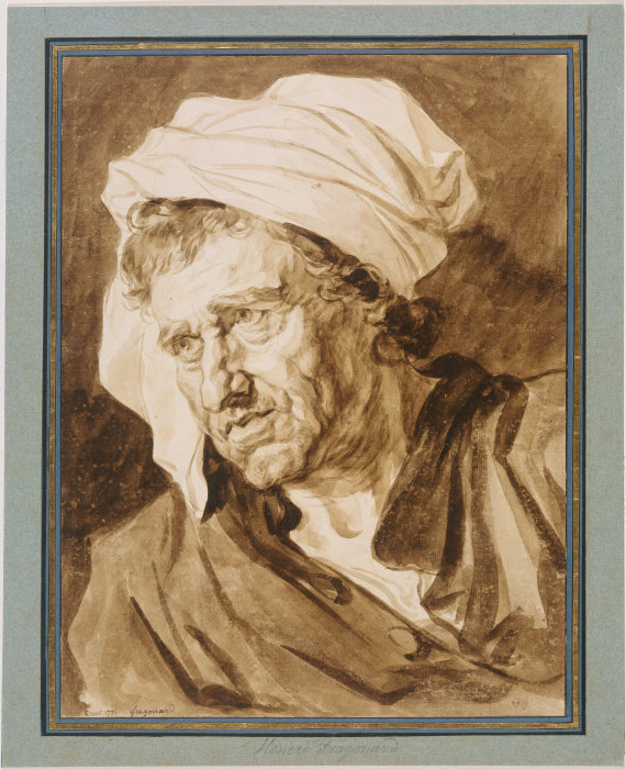 Kopf eines Mannes mit weißem Turban von Jean-Honoré Fragonard
