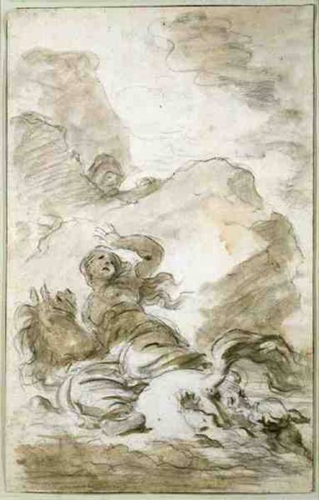 Angelica reaches the Shore Where the Hermit Lies in Wait (chalk, pen von Jean Honoré Fragonard