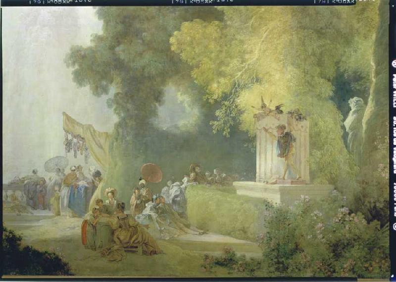 Das Fest im Park von St. Cloud. Detail: Theaterspiel im Park von Jean Honoré Fragonard