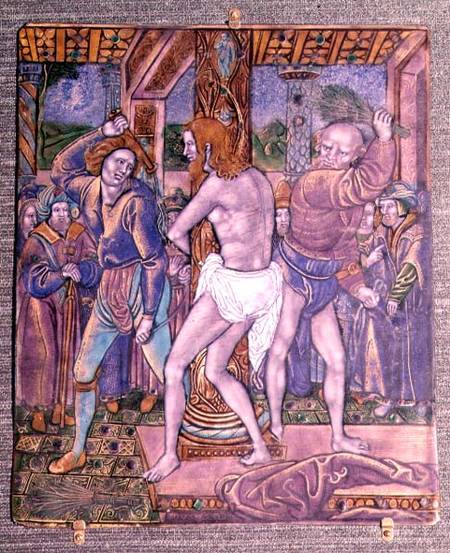 The Flagellation of Christ. Painted opaque & translucent enamels & gilded. French Limoges von Jean I. Penicaud