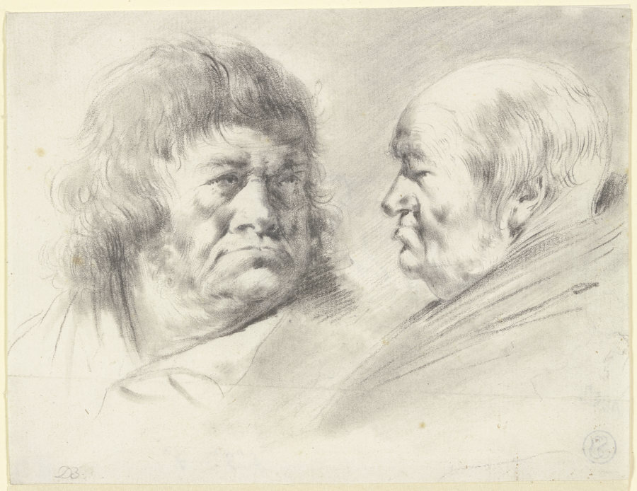 Zwei Köpfe alter Männer, en face und im Profil nach links von Jean Jacques de Boissieu