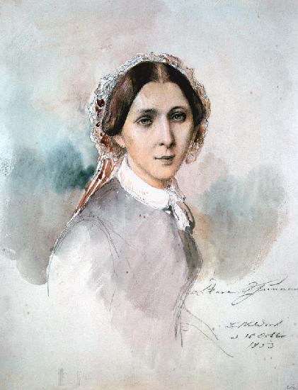 Portrait of Clara Schumann (1819-96) 1853