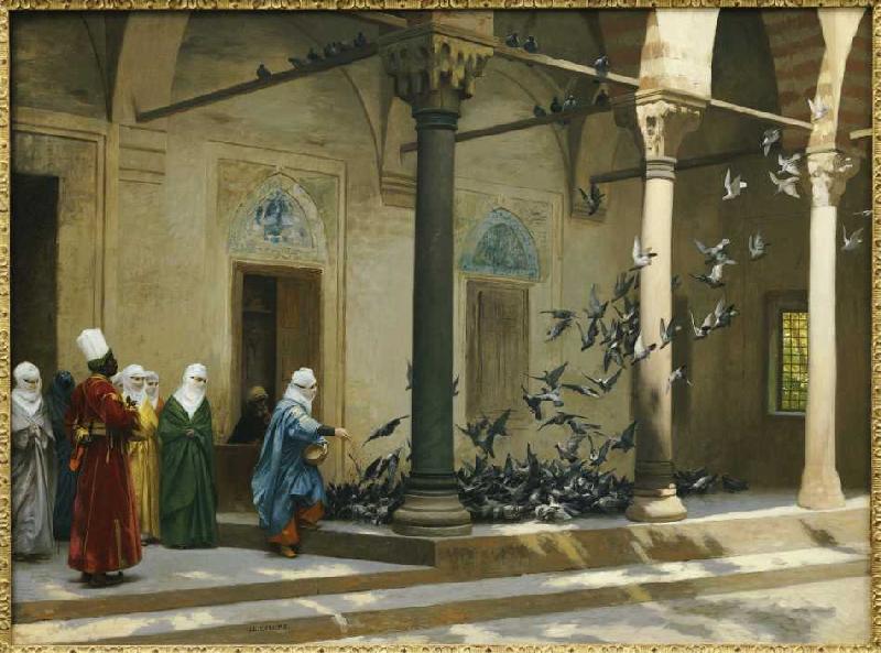 Haremsdamen beim Tauben füttern. von Jean-Léon Gérome