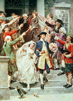 Here Comes the Bride, the Wedding of George and Martha Washington in 1759 von Jean Leon Jerome Ferris