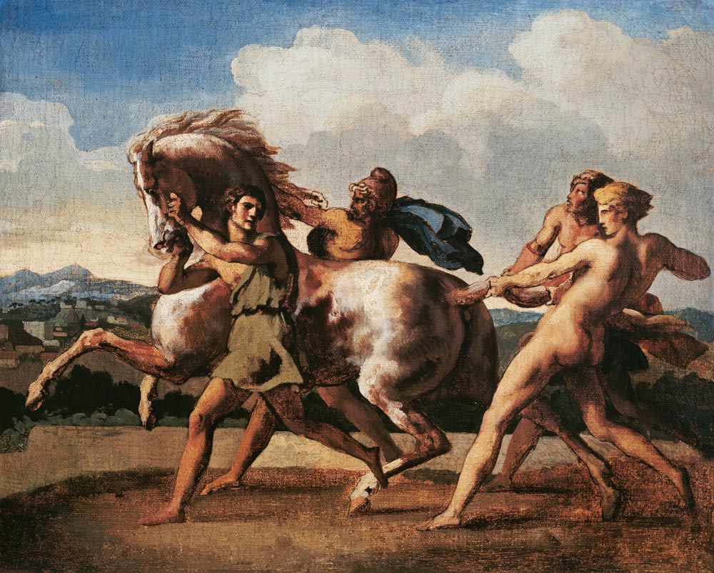 Pferd, von einem Sklaven gehalten von Jean Louis Théodore Géricault