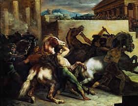 Wilde Pferde bei einem Rennen in Rom. 1817
