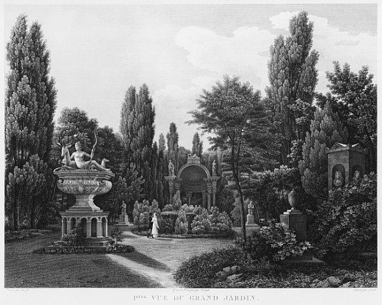 First view of the great garden, Musee des Monuments Francais, Paris, illustration from ''Vues pittor von Jean Lubin Vauzelle