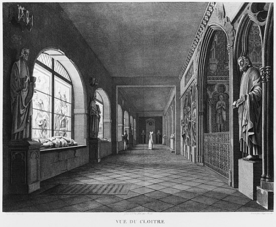 View of the cloister, Musee des Monuments Francais, Paris, illustration from ''Vues pittoresques et  von Jean Lubin Vauzelle